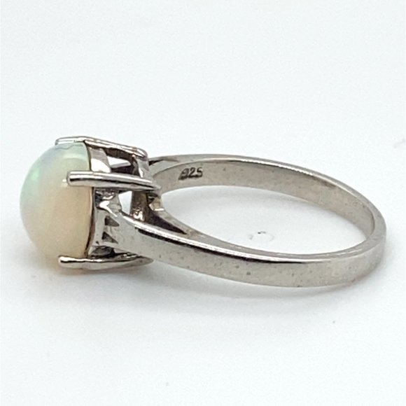 White Precious Opal 3.01ct Platinum Finish Solid 925 Sterling Silver Ring - Picture 7 of 7